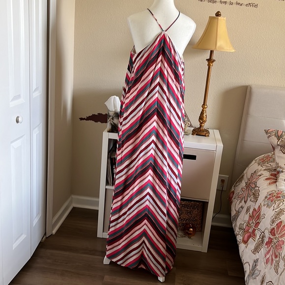 🔥SALE🔥 Loft Ann Taylor striped spaghetti straps lined maxi dress size M - Picture 2 of 7